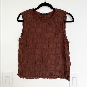 Massimo Dutti brown ruched top
